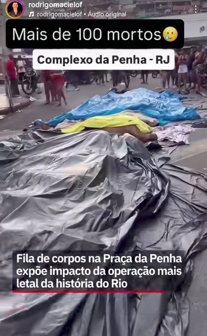 100 mortos complexo da Penha operação contra o crime organizado no Brasil